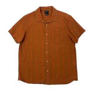 The North Face Shirt Mens Large Spice Coral Cotton Button Up Plaid Short Sleeve